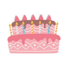 Poster - happy birthday sweet cake with candles celebration party cartoon