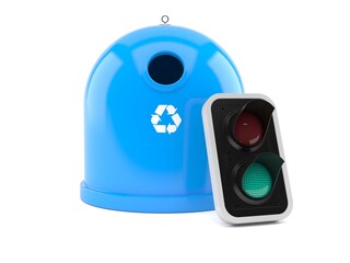 Sticker - Recycling bin with green traffic light