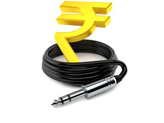 Canvas Print - Rupee currency symbol with audio cable