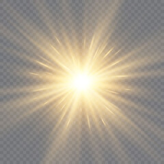 Wall Mural - Glow light effect. Star burst with sparkles. Sun. Vector illustration.