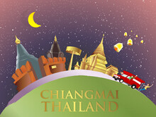 Chiangmai City Of Thailand Show Important Landmark Of Chiangmai ,Thailand