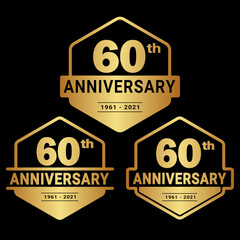 Wall Mural - 60 years anniversary set. 60th celebration logo collection. Vector and illustration. 