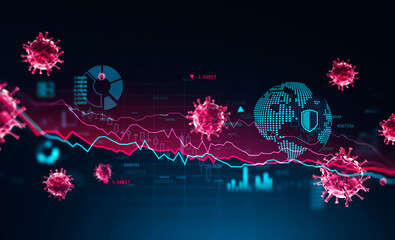 Infographic interface and coronavirus statistics background