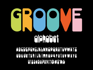 Wall Mural - vector of stylized retro alphabet design with uppercase, lowercase, numbers and symbols