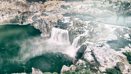 Canvas Print - Aerial view of Shoshone Falls in summer season from drone viewpoint, Idaho, USA