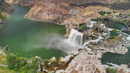 Wall Mural - Aerial view of Shoshone Falls in summer season from drone viewpoint, Idaho, USA