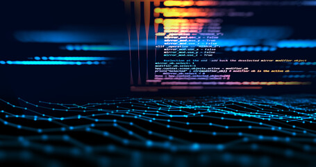 Poster - Programming code abstract technology background of software developer and  Computer script 3d illustration
