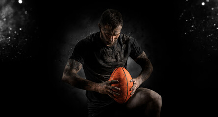 Wall Mural - Rugby player in action. Sports banner