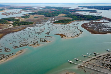 Poster - Estuarine coastline landscape from the bird view