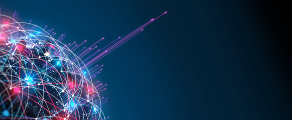 5G network digital hologram and internet of things on city background.5G network wireless systems.
