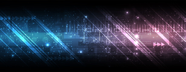 Bytes of binary code run through network. Abstract futuristic technology syberspace