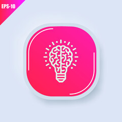 Wall Mural - Creative idea button icon vector. Pink square button on grey background