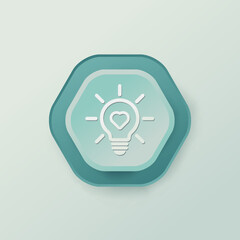 Wall Mural - light bulb icon on metal internet button