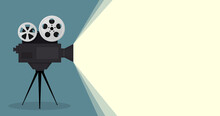 Cinema Movie Poster Wirh Camcorder With Place For Your Text. Vector Illustration Design.