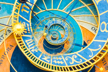Leinwandbilder - Droste effect background based on Prague astronomical clock. Abstract design for concepts related to astrology and fantasy.
