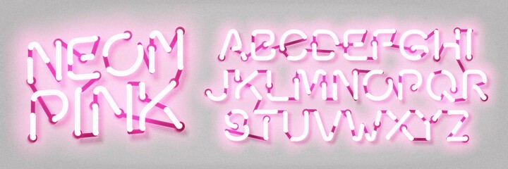 Sticker - Vector realistic isolated Neon Pink alphabet for invitation decoration and covering on the white background.
