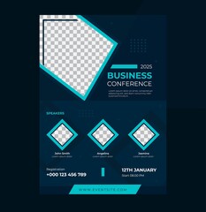 Conference flyer design template. Announcement template. Business background.Abstract conference design. Color vector illustration.Template for banner, web page development, poster, flyer, eps 10