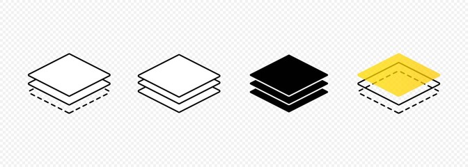 Layer line icon set. Layout sign. Vector on isolated transparent background. EPS 10
