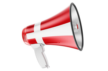 Megaphone with Danish flag, 3D rendering