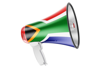 Wall Mural - Megaphone with South African flag, 3D rendering