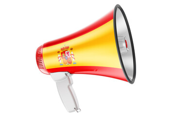 Wall Mural - Megaphone with Spanish flag, 3D rendering