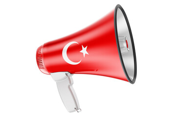 Wall Mural - Megaphone with Turkish flag, 3D rendering