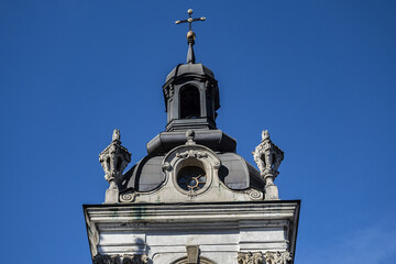 Wall Mural - Architectural fragments of Lviv Greek Catholic Archbishop's Cathedral of Saint George (Ukr: Sobor sviatoho Yura, 1760) - magnificent Rococo ensemble dating back to XVIII century. Lviv, Ukraine.