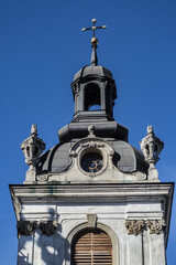 Wall Mural - Architectural fragments of Lviv Greek Catholic Archbishop's Cathedral of Saint George (Ukr: Sobor sviatoho Yura, 1760) - magnificent Rococo ensemble dating back to XVIII century. Lviv, Ukraine.