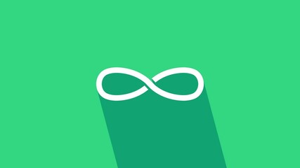 Poster - White Infinity icon isolated on green background. 4K Video motion graphic animation