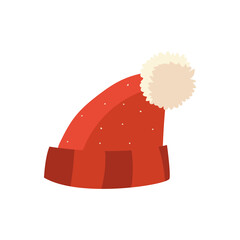 Sticker - winter warm red hat cartoon, icon isolated image