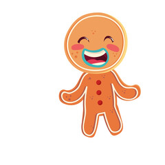 Poster - gingerbread man dessert cartoon, icon isolated image