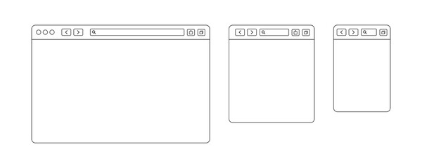 Wall Mural - browser window line design. vector isolated web elements. line template with browser window for mobi
