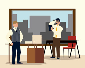 Poster - business people characters working in office