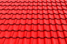 Close - Up Bright Red Roof Tiles Pattern And Seamless Background
