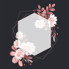 Wall Mural - Flower and fruit decorated frame vector