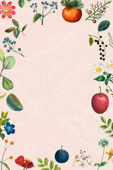 Wall Mural - Blank frame vector on summer floral pattern