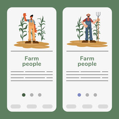 Sticker - Farm people in banners vector design