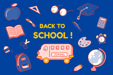 Sticker - Back to school stationery vector