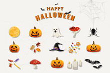 PrintHalloween Elements Set On White Background Vector