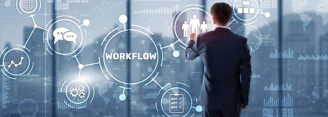 Wall Mural - workflow repeatability systematization buisness process. business technology internet.