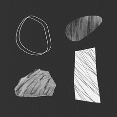 Poster - Scribble strokes and gray stone textures design element collection vector