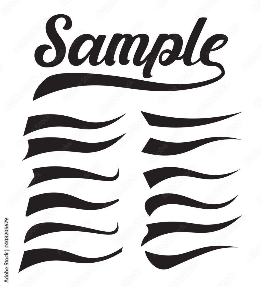 Typography tails shape. Texting letters tail for lettering or logo design  vector set Stock Vector | Adobe Stock, image size:909x1000