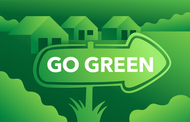 Sticker - Go green motivation slogan on road sign