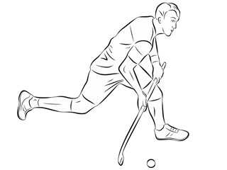 illustration of a field hockey player, vector drawing