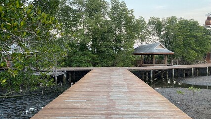 Poster - wooden bridge over the river