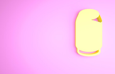 Wall Mural - Yellow Beer can icon isolated on pink background. Minimalism concept. 3d illustration 3D render.