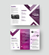 © olegphotor - Vector trifold with company information presentation, colorful design, triangles inserts, photo.
