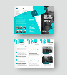 Canvas Print - vector brochure template with geometric illustration, trifold with colorful creative design on white