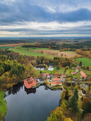 Wall Mural - Castle Cervena Lhota in Czech Republic - aerial view