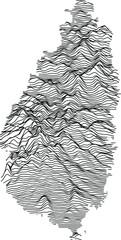  Topographic map of Saint Lucia with black contour lines